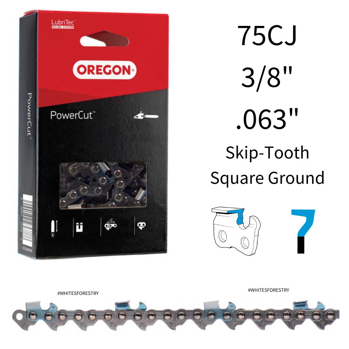Oregon 75CJ PowerCut™ Square Ground Skip-Tooth 3/8" .063" Full Chisel