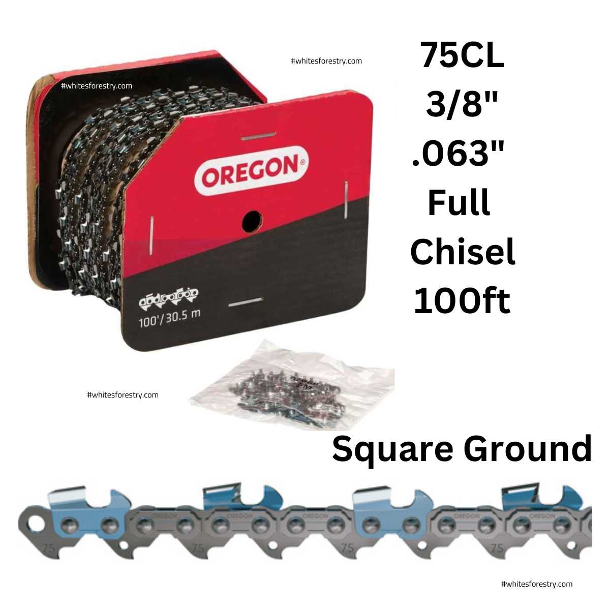Oregon 75CL Square Ground 3/8" .063" 100ft Full Chisel