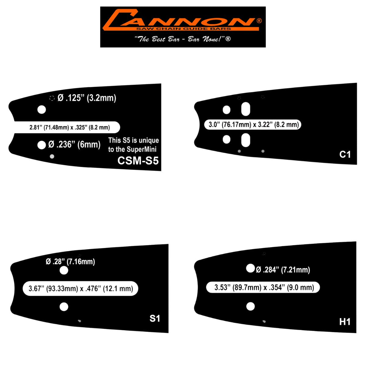 Cannon SuperMini Chainsaw Bar - Narrow Kerf .050