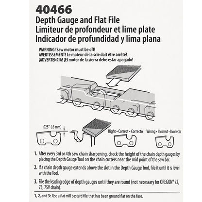 OREGON 40466 depth gauge and flat file instructions for .025 inch raker setting
