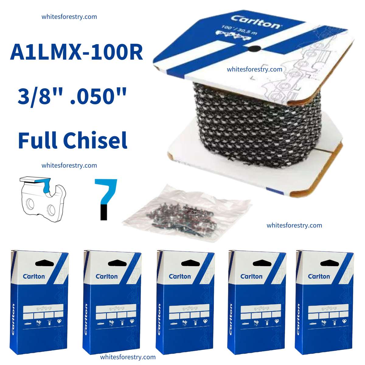 Carlton Chain 100ft 3/8" .050" A1LMX Full Chisel