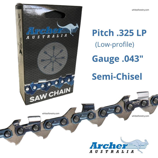 Archer Australia chainsaw chain .325" low-profile .043" gauge semi chisel