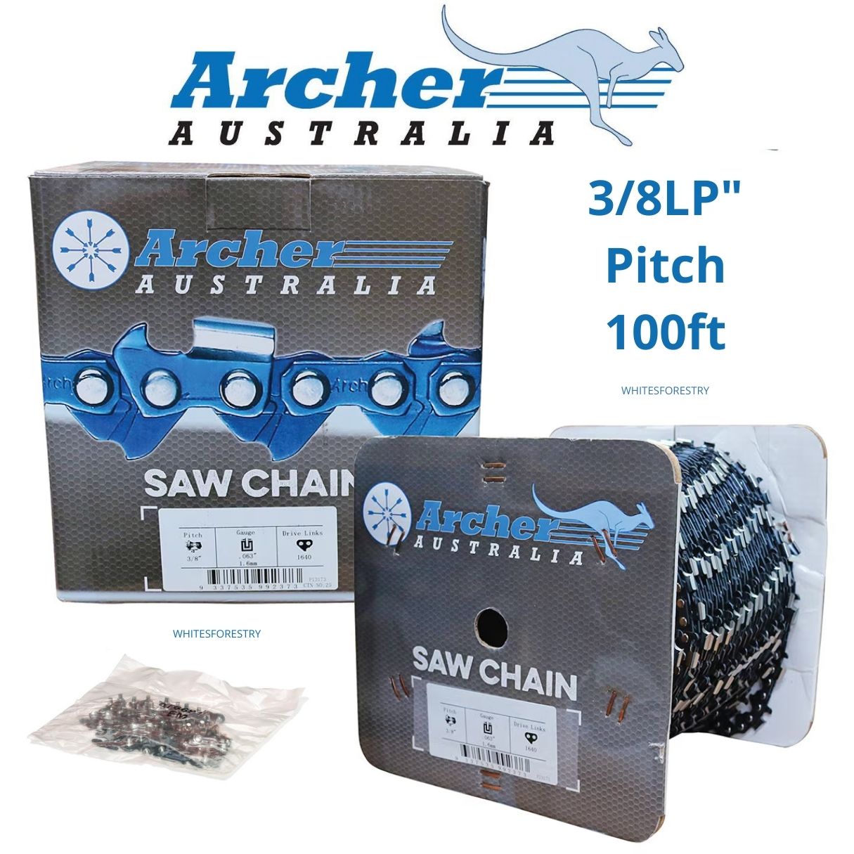 Archer 100ft 3/8LP chainsaw chain roll, bulk chain for arborists and small saws