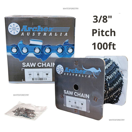 Archer 100ft chainsaw chain roll, 3/8" pitch, bulk saw chain spool for professional use