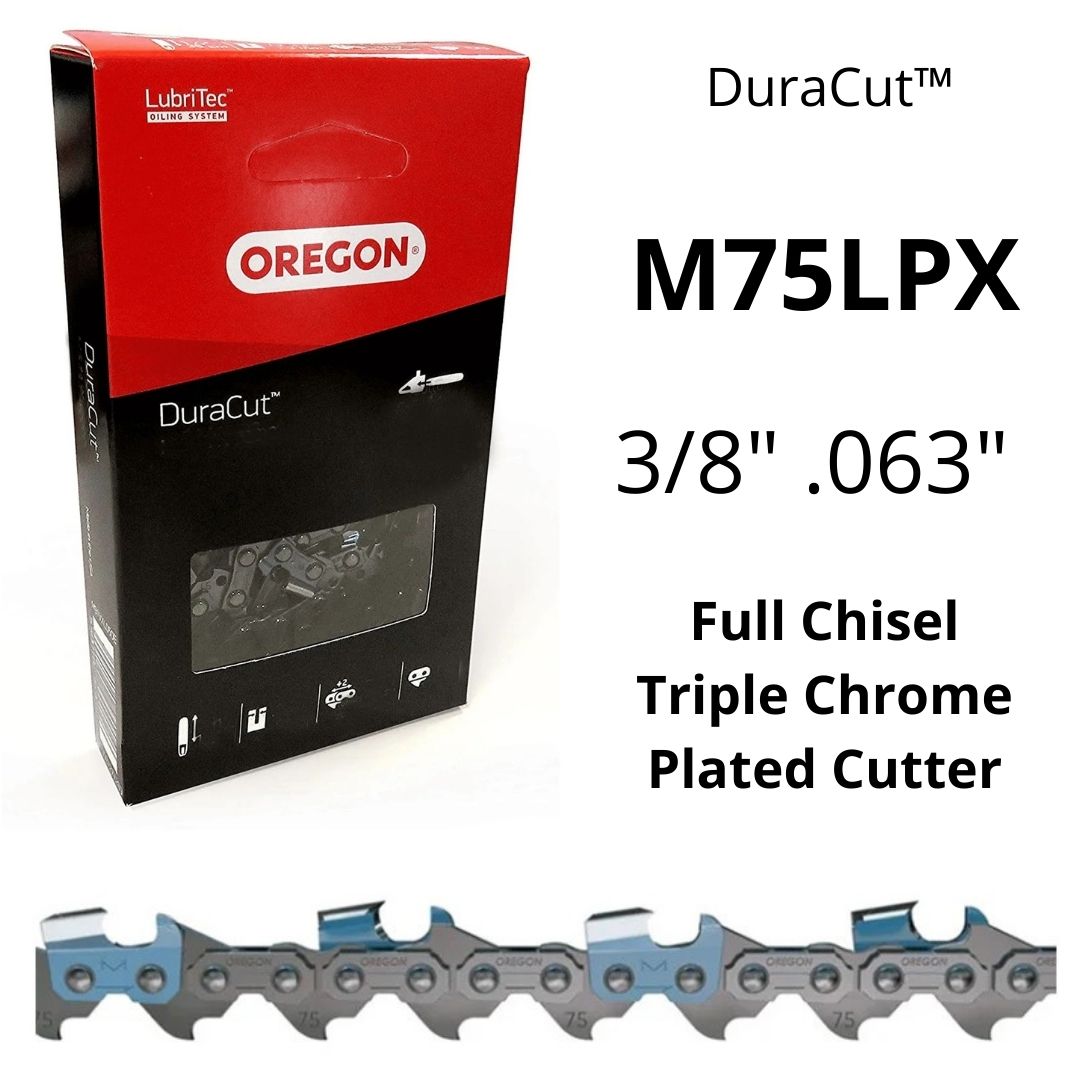 Oregon DuraCut M75LPX 3/8 .063 Chain – Triple Chrome Full Chisel