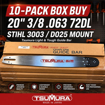 Chainsaw Bars 10-Pack TSUMURA 20" 3/8" .063" 3003 D025 Stihl 12mm Mount