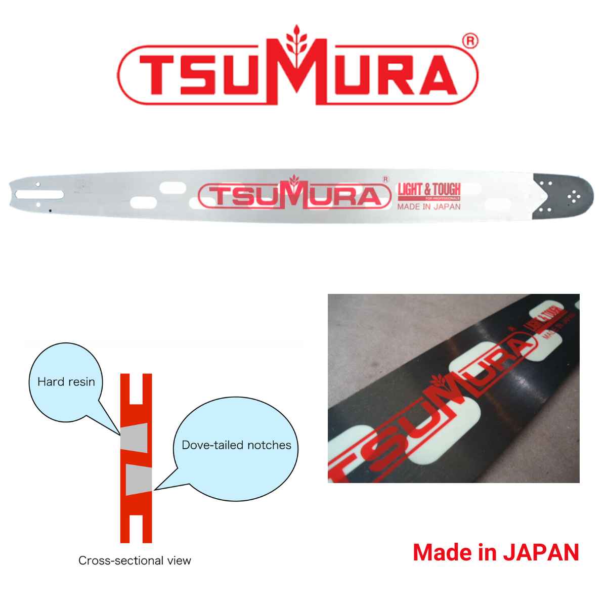 Tsumura Light & Tough Reduced Weight Chainsaw Bar 3/8" Pitch