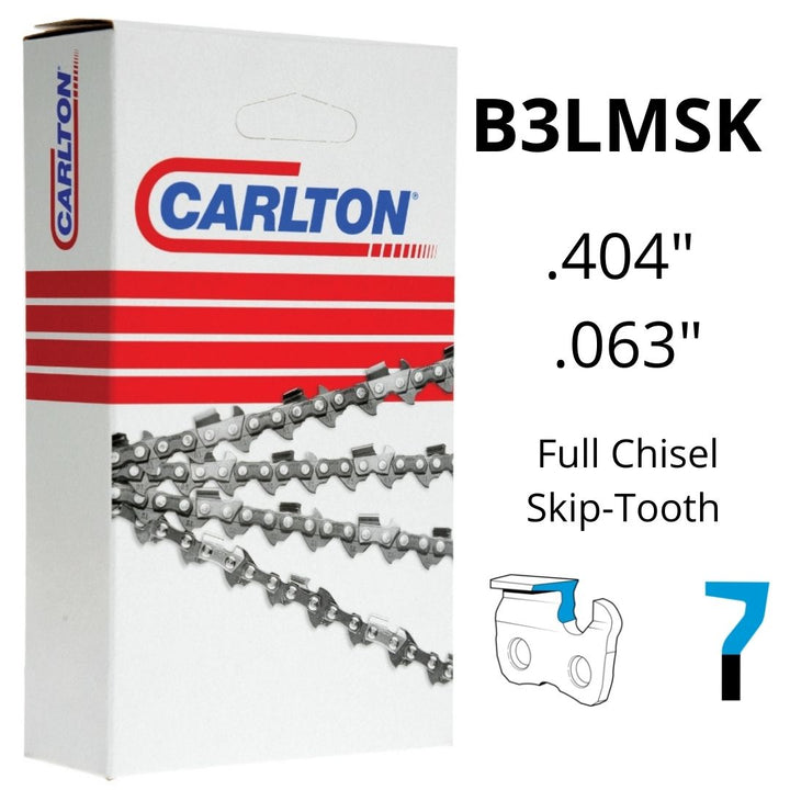 Chainsaw Chain CARLTON® B3LMSK .404" .063" Skip-Tooth Full Chisel