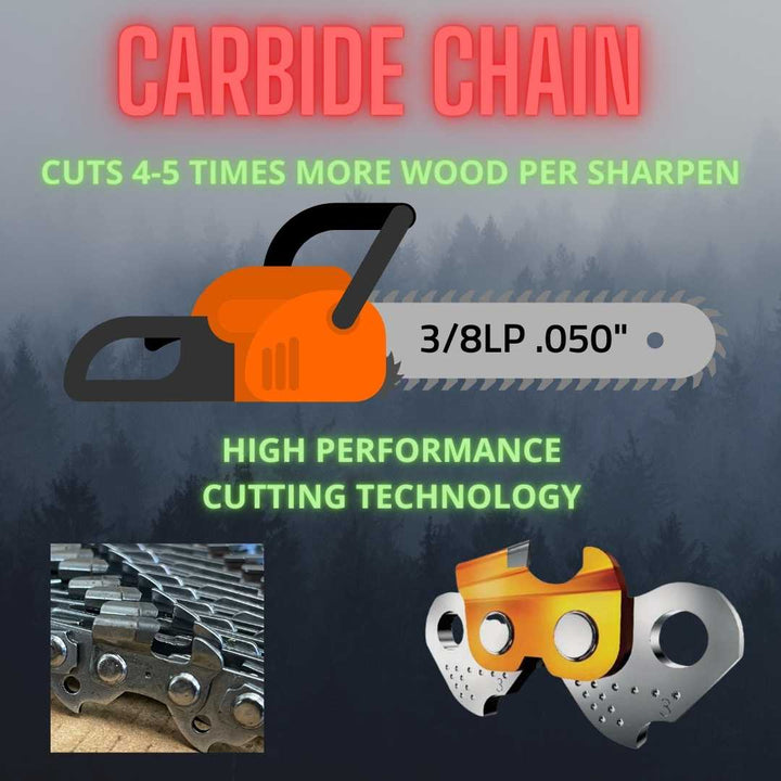 TUNGSTEN CARBIDE CHAINSAW CHAIN 3/8LP" .050" Semi Chisel