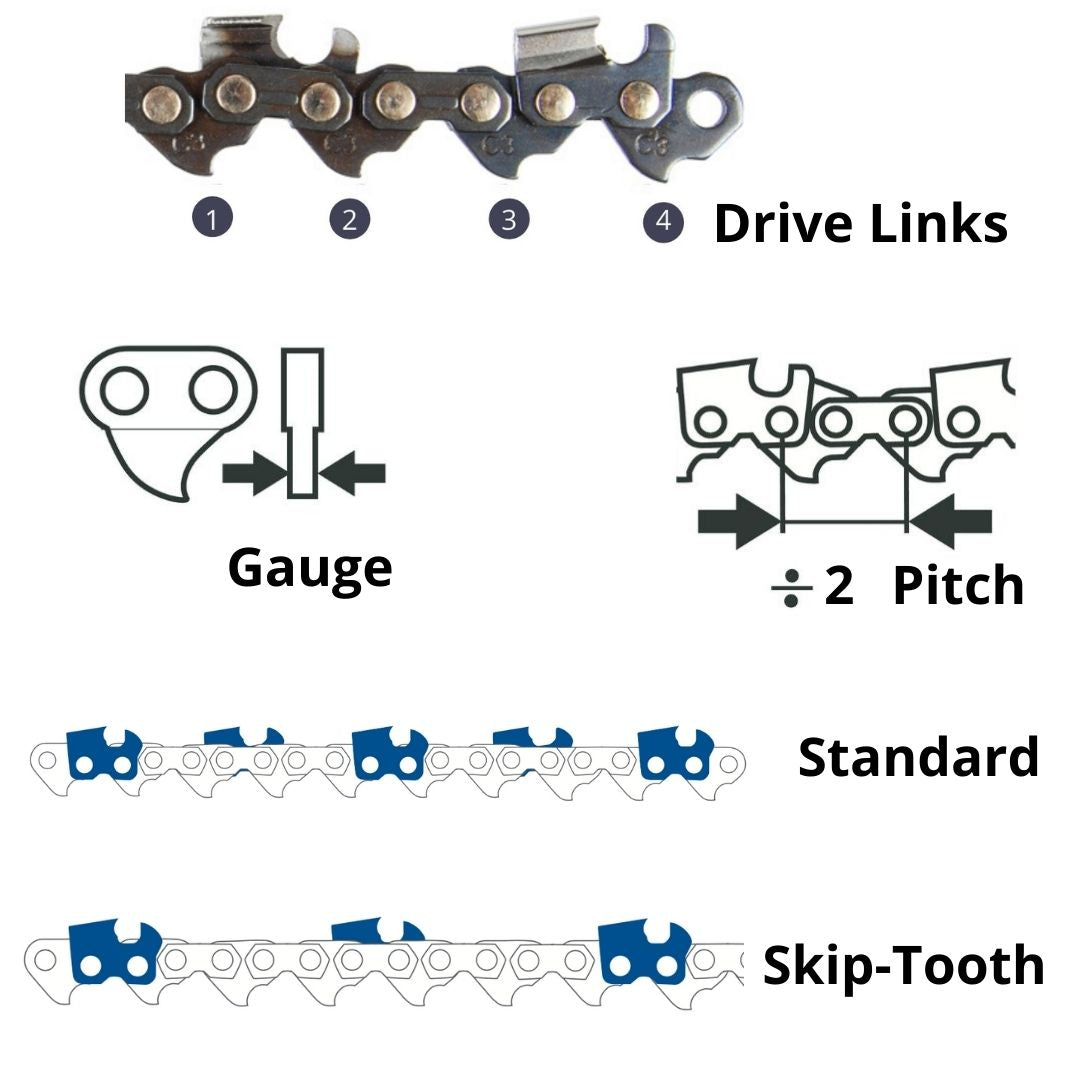 Archer Chainsaw Chain .404" .063" Skip-Tooth Full Chisel