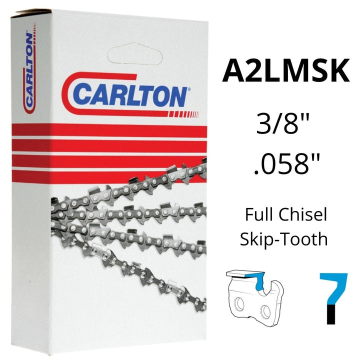 Chainsaw Chain CARLTON® A2LMSK 3/8" .058" Skip-Tooth Full Chisel