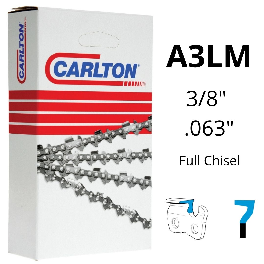 Chainsaw Chain CARLTON® A3LM 3/8" .063" Full Chisel