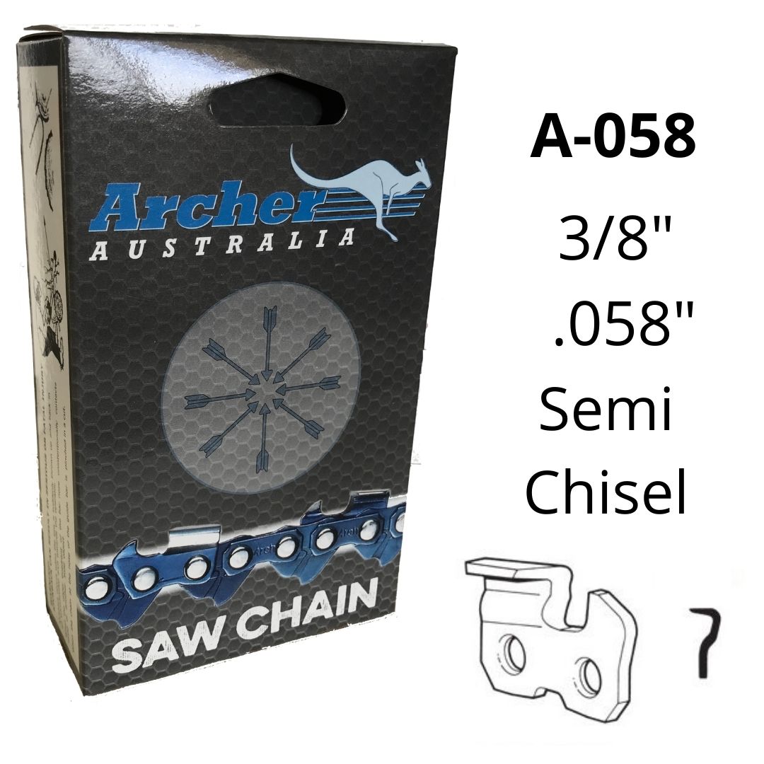 Archer Chainsaw Chain 3/8" .058" Semi Chisel