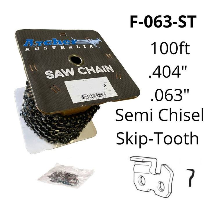 Archer Saw Chain, 100ft, .404 .063, Skip Tooth, Semi Chisel