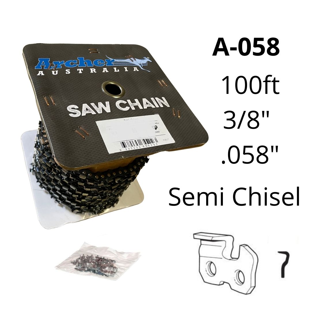 Archer Saw Chain 100ft 3/8 .058" Semi Chisel