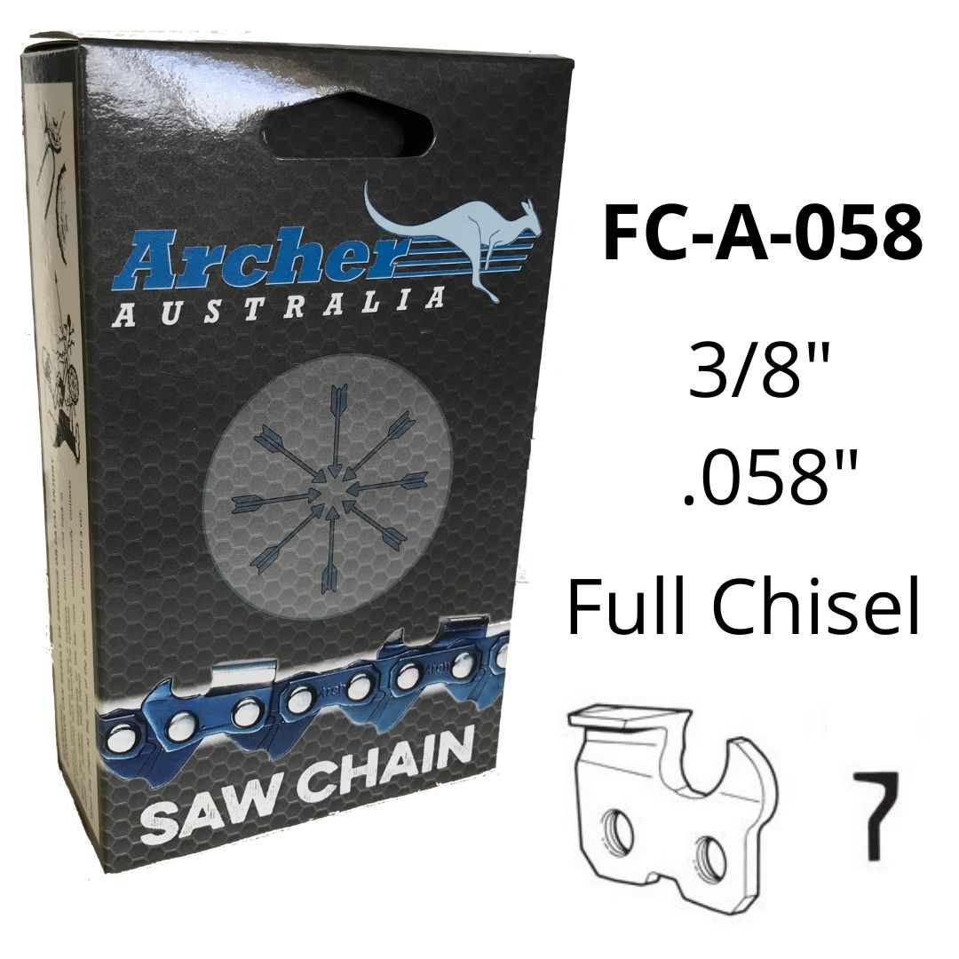 Archer Chainsaw Chain 3/8" .058" Full Chisel